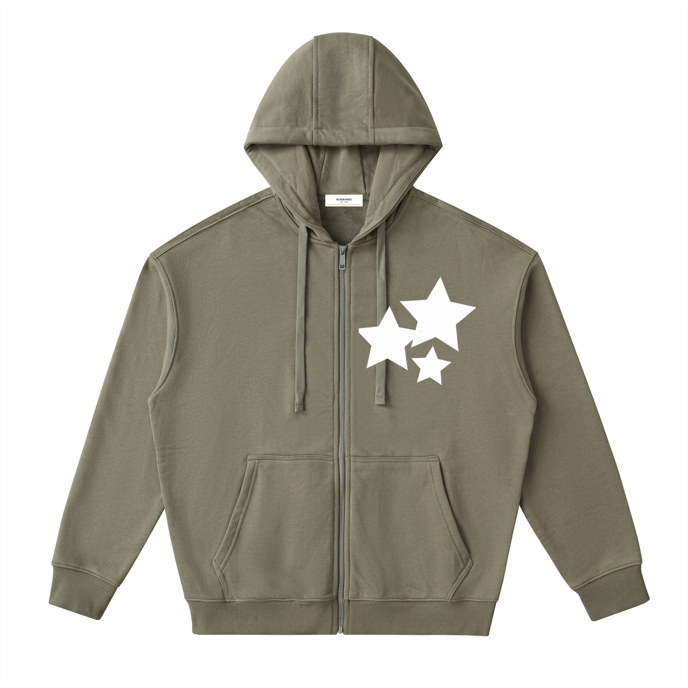 Graphic Star Drop-Shoulder Zip Up Hoodie