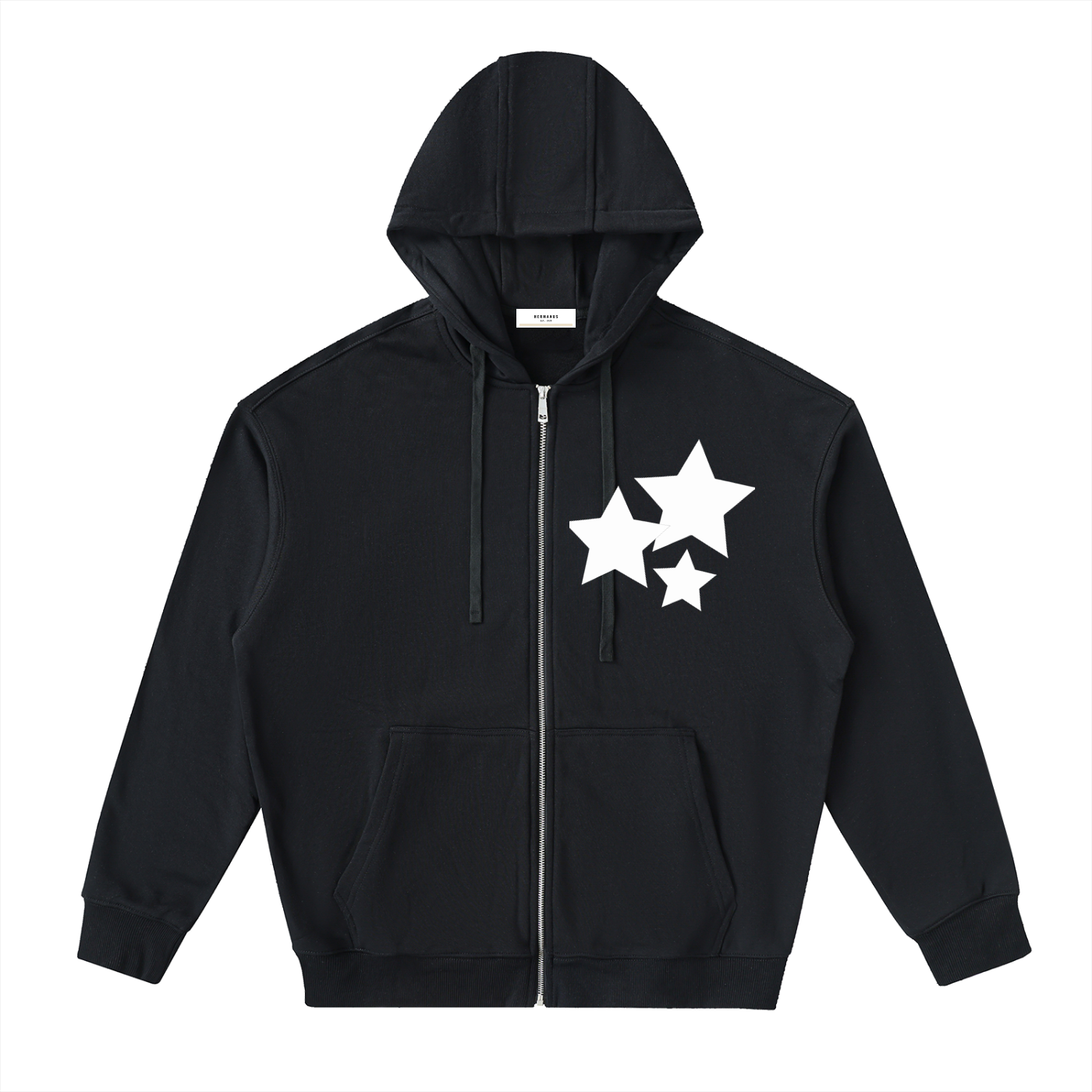 Graphic Star Drop-Shoulder Zip Up Hoodie