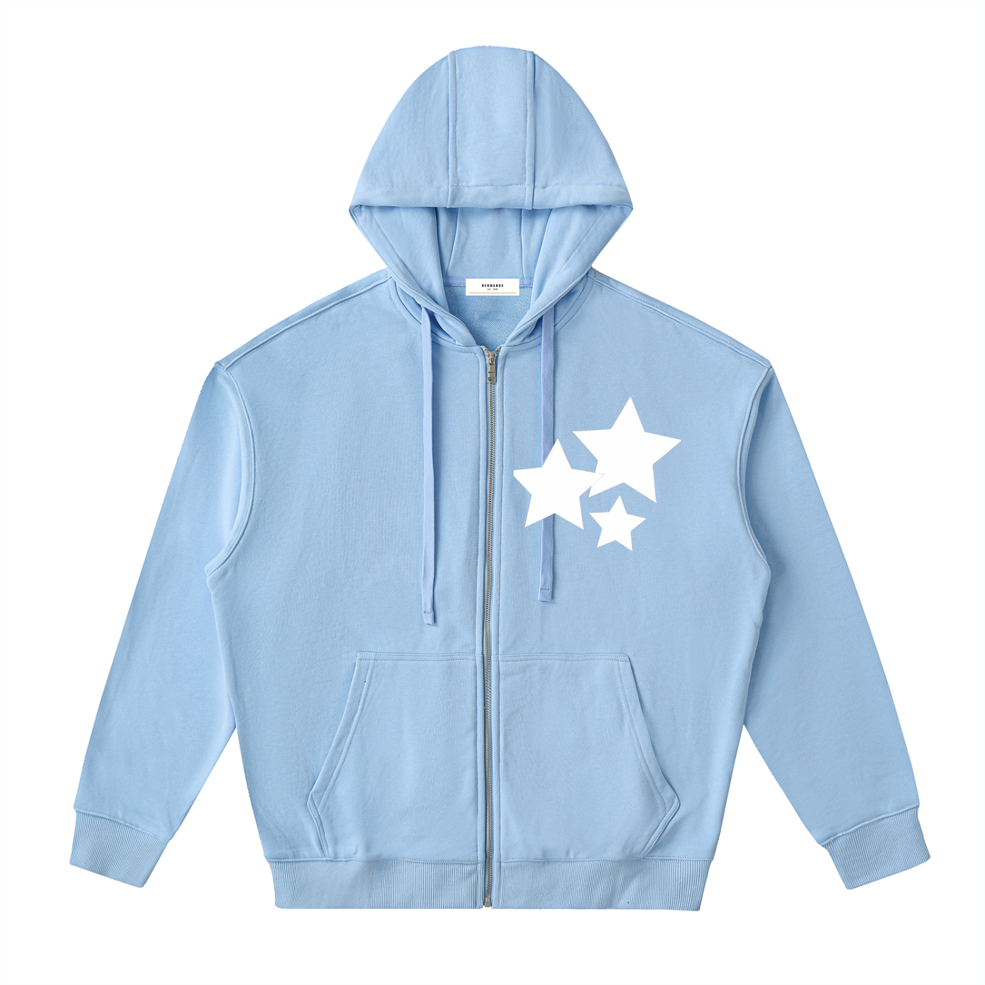 Graphic Star Drop-Shoulder Zip Up Hoodie