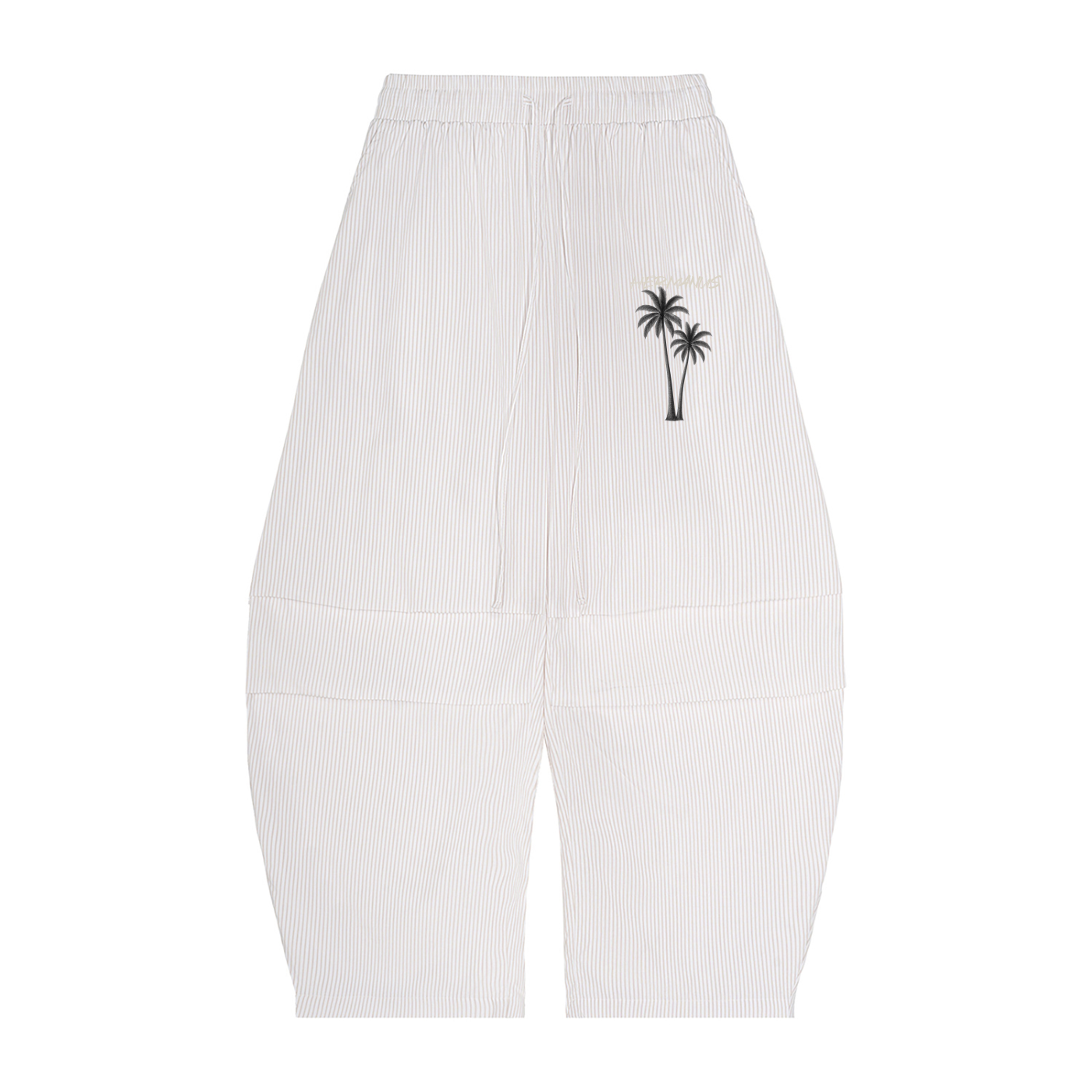 Vertical Stripe Drawstring Barrel Pants