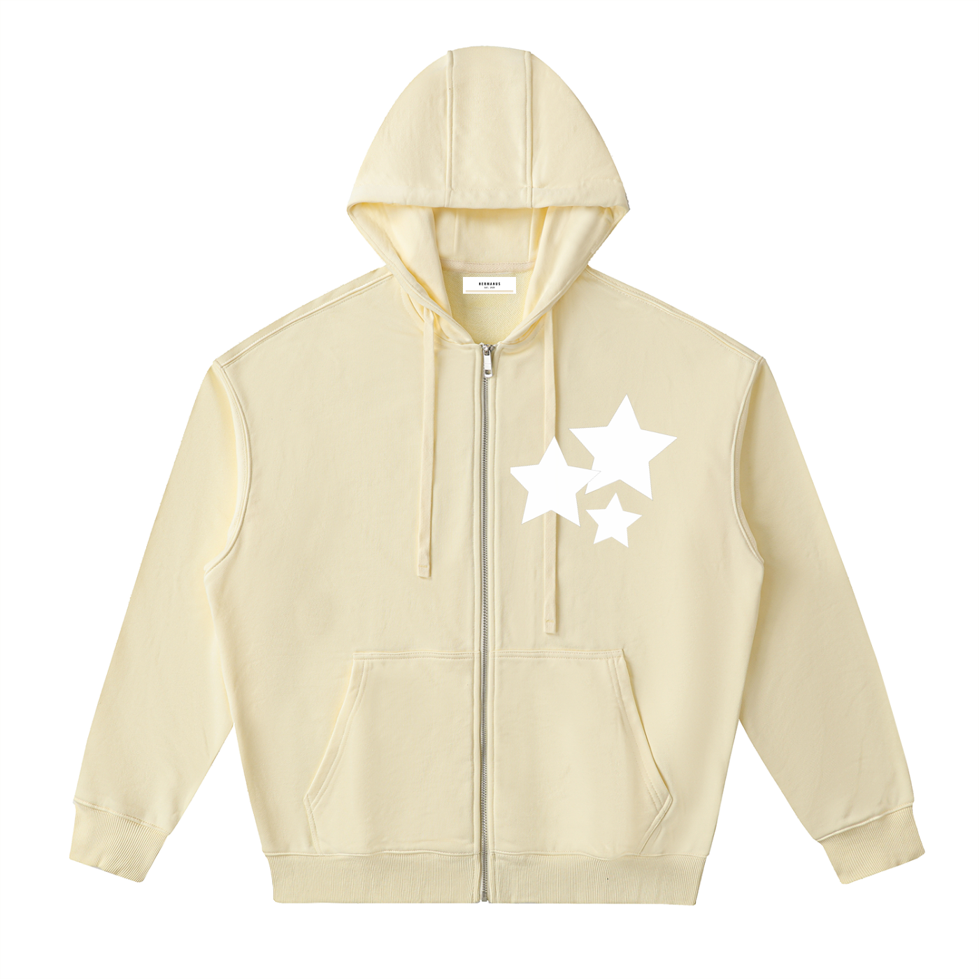 Graphic Star Drop-Shoulder Zip Up Hoodie