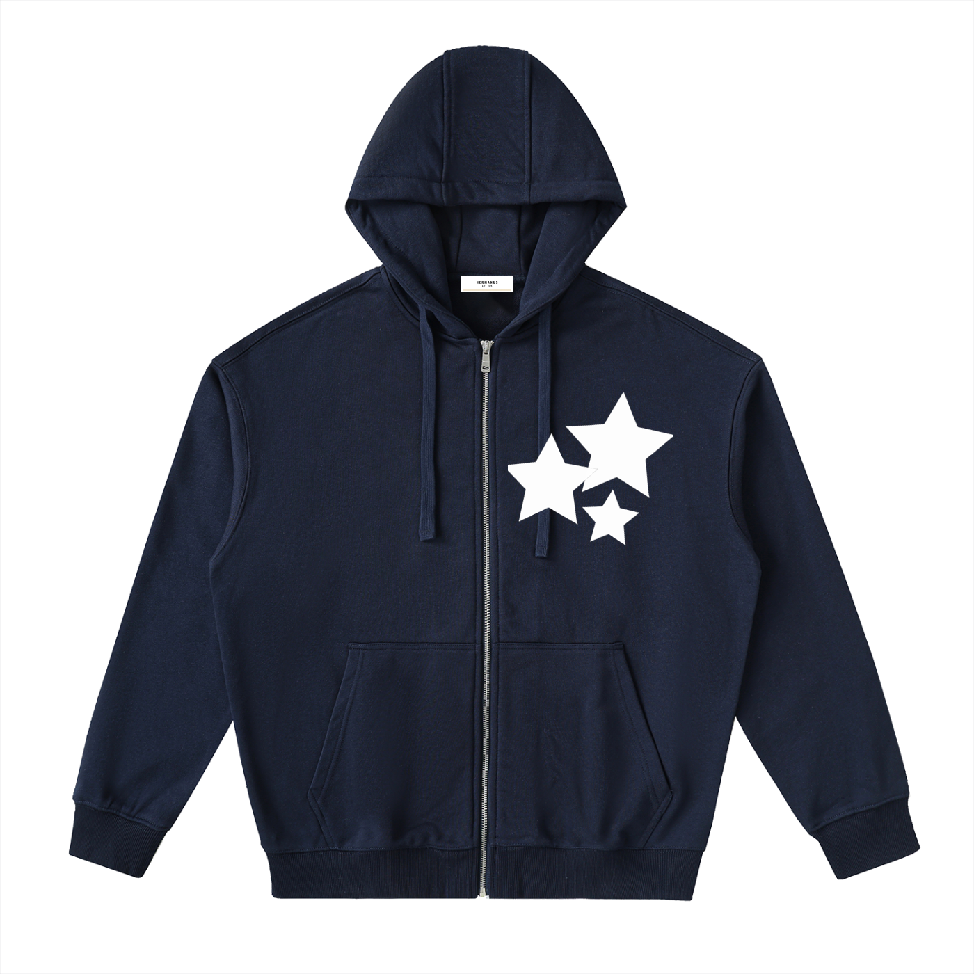 Graphic Star Drop-Shoulder Zip Up Hoodie