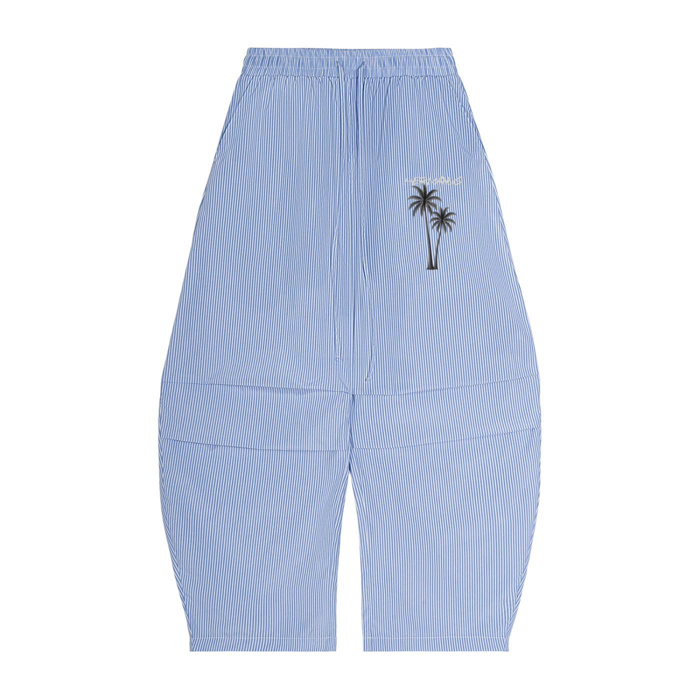 Vertical Stripe Drawstring Barrel Pants