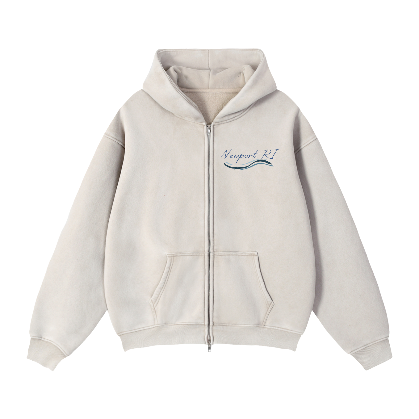 Rhode Island Zip-Up Boxy Hoodie
